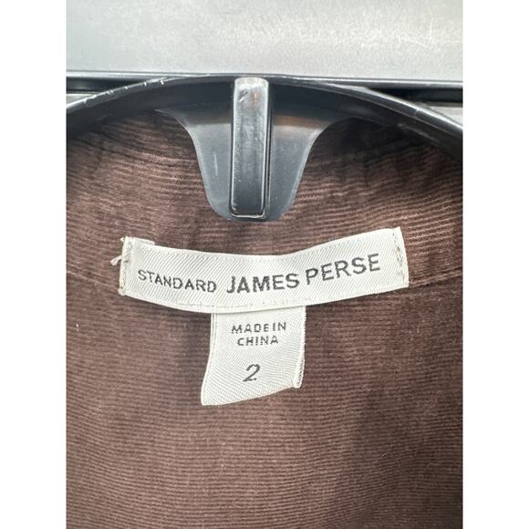 James Perse Brown Corduroy Size 4 Military Pane Button Shirt Size 2 - Picture 2 of 6